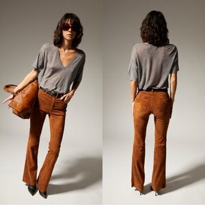NWT SPRWMN CAMEL stretch CORDUROY MICRO FLARE PANTS